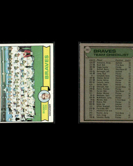 Atlanta Braves 1979 Topps Baseball 30-Card Lot Topps VG