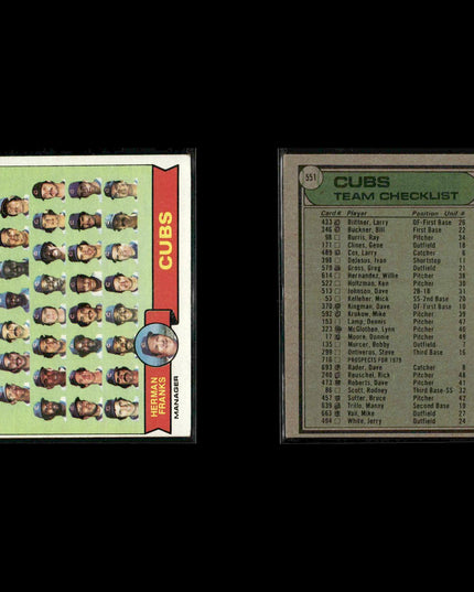 Chicago Cubs 1979 Topps Baseball 26-Card Lot Topps VG