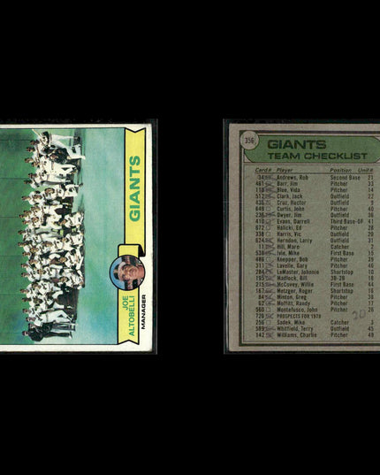 San Francisco Giants 1979 Topps Baseball 47-Card Lot Topps VG