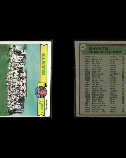 San Francisco Giants 1979 Topps Baseball 47-Card Lot Topps VG
