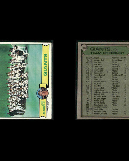 San Francisco Giants 1979 Topps Baseball 47-Card Lot Topps VG