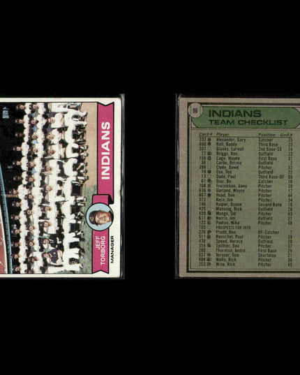 Cleveland Indians 1979 Topps Baseball 40-Card Lot Topps VG