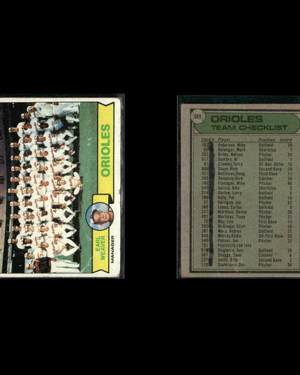 Baltimore Orioles 1979 Topps Baseball 41-Card Lot Topps VG