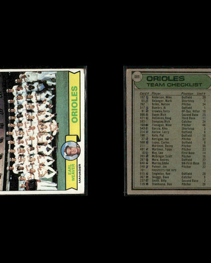 Baltimore Orioles 1979 Topps Baseball 41-Card Lot Topps VG
