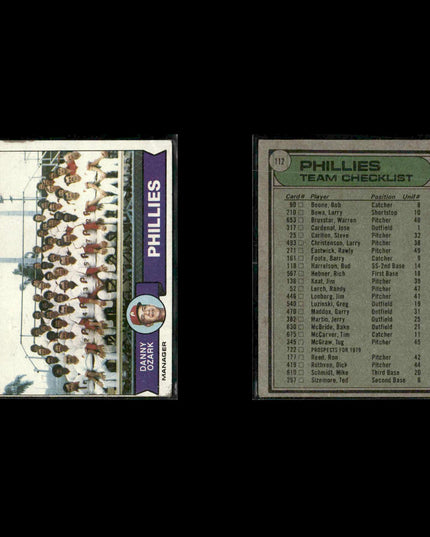 Philadelphia Phillies 1979 Topps Baseball 38-Card Lot Topps VG