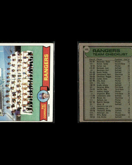 Texas Rangers 1979 Topps Baseball 51-Card Lot Topps VG