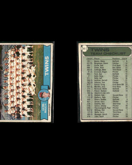 Minnesota Twins 1979 Topps Baseball 61-Card Lot Topps VG
