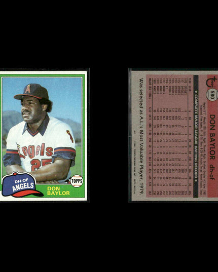 California Angels 1981 Topps Baseball 45-Card Lot Topps VG