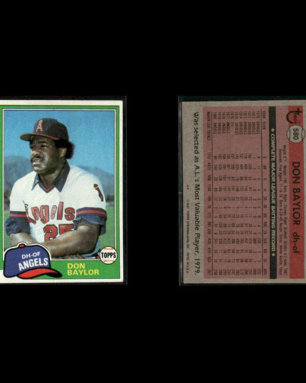 California Angels 1981 Topps Baseball 45-Card Lot Topps VG
