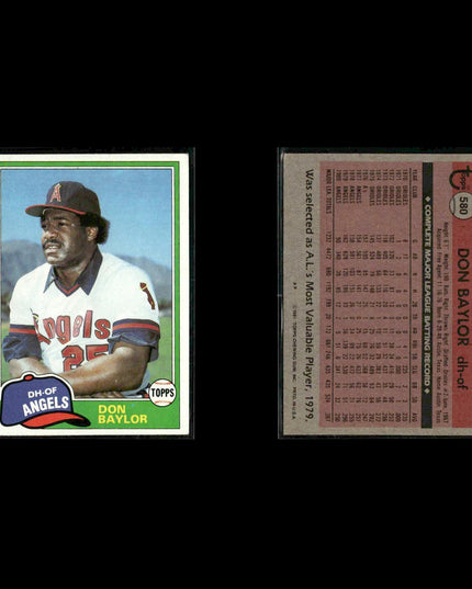 California Angels 1981 Topps Baseball 45-Card Lot Topps VG