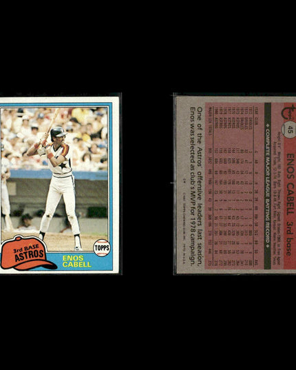 Houston Astros 1981 Topps Baseball 42-Card Lot Topps VG