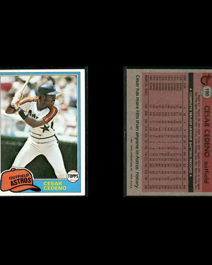 Houston Astros 1981 Topps Baseball 42-Card Lot Topps VG