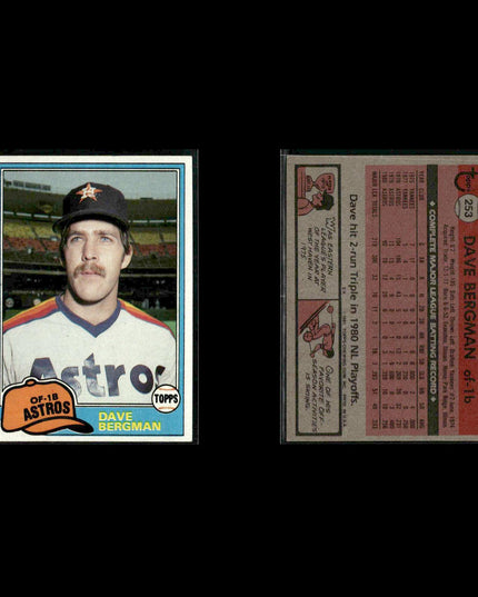 Houston Astros 1981 Topps Baseball 42-Card Lot Topps VG