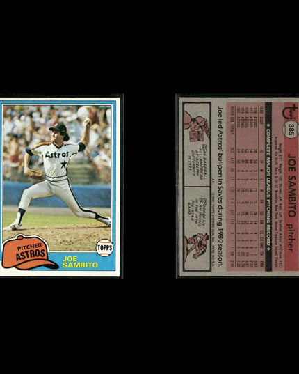 Houston Astros 1981 Topps Baseball 42-Card Lot Topps VG