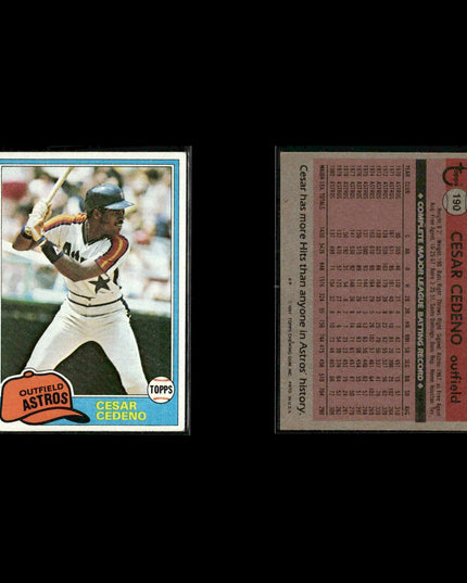 Houston Astros 1981 Topps Baseball 42-Card Lot Topps VG