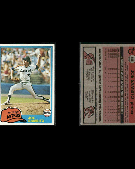 Houston Astros 1981 Topps Baseball 42-Card Lot Topps VG