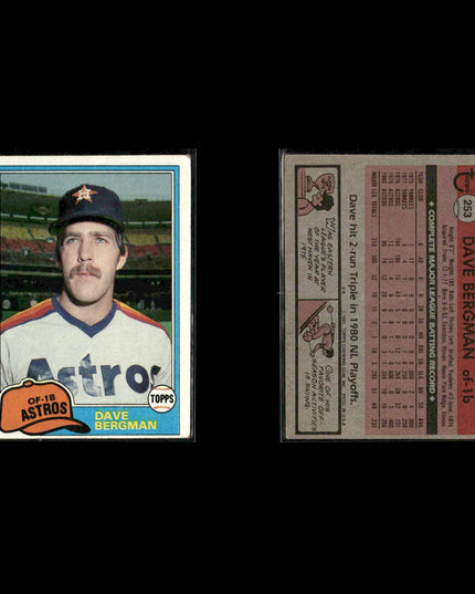 Houston Astros 1981 Topps Baseball 42-Card Lot Topps VG