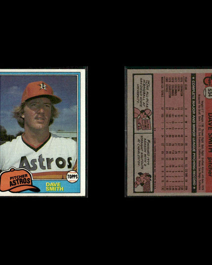 Houston Astros 1981 Topps Baseball 42-Card Lot Topps VG