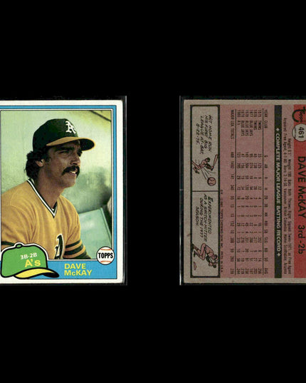 Oakland Athletics 1981 Topps Baseball 50-Card Lot Topps VG