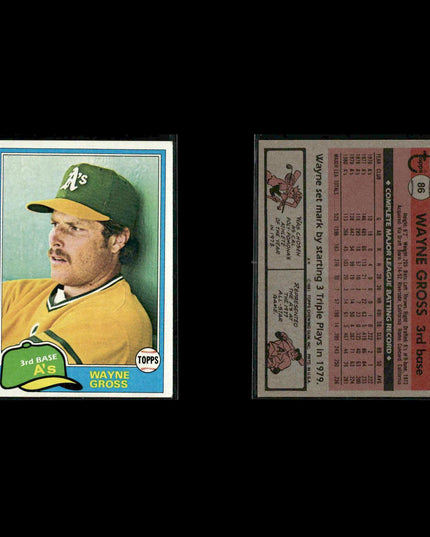 Oakland Athletics 1981 Topps Baseball 50-Card Lot Topps VG