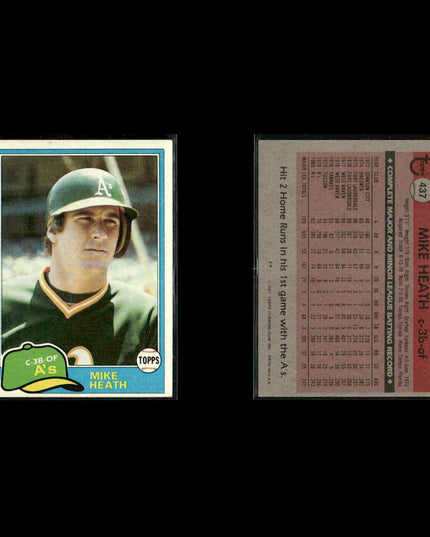 Oakland Athletics 1981 Topps Baseball 50-Card Lot Topps VG