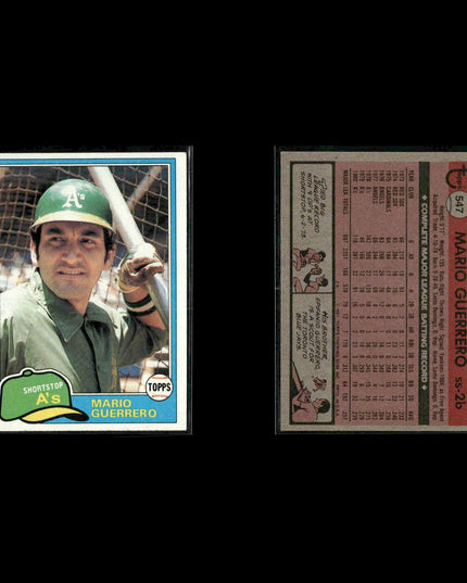 Oakland Athletics 1981 Topps Baseball 50-Card Lot Topps VG