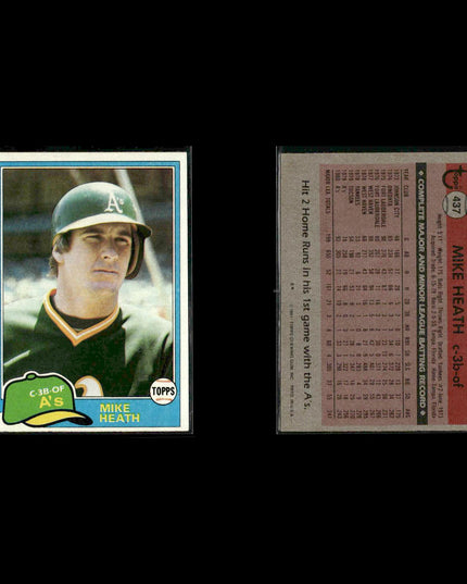 Oakland Athletics 1981 Topps Baseball 50-Card Lot Topps VG