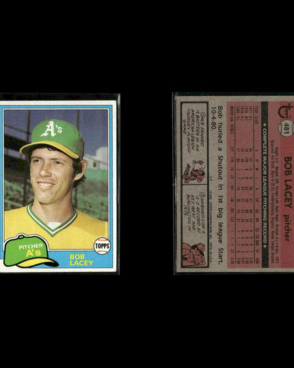Oakland Athletics 1981 Topps Baseball 50-Card Lot Topps VG
