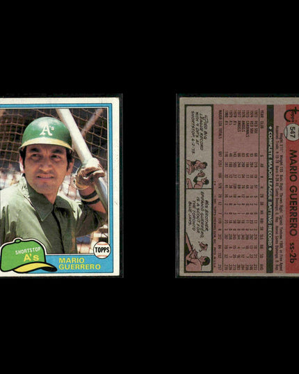 Oakland Athletics 1981 Topps Baseball 50-Card Lot Topps VG