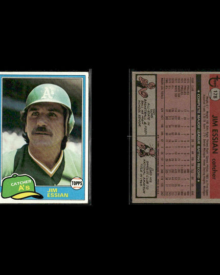 Oakland Athletics 1981 Topps Baseball 50-Card Lot Topps VG