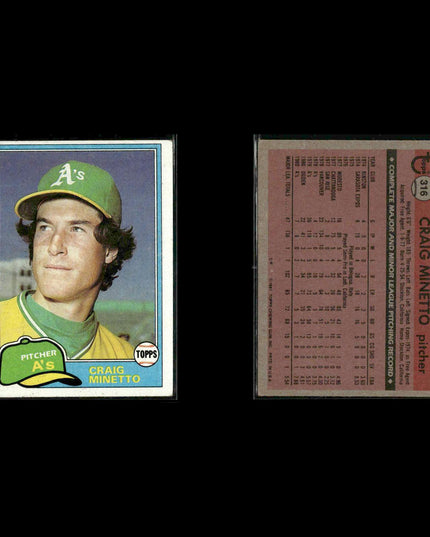 Oakland Athletics 1981 Topps Baseball 50-Card Lot Topps VG