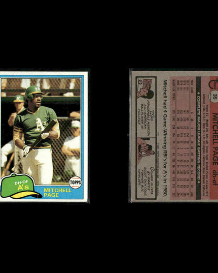 Oakland Athletics 1981 Topps Baseball 50-Card Lot Topps VG