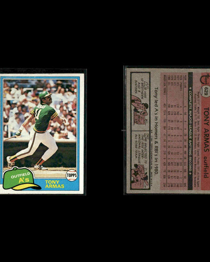 Oakland Athletics 1981 Topps Baseball 50-Card Lot Topps VG