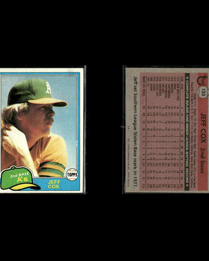 Oakland Athletics 1981 Topps Baseball 50-Card Lot Topps VG