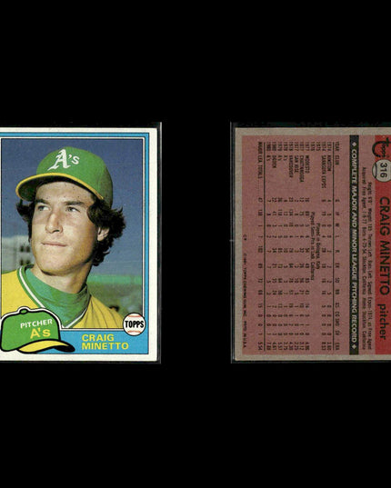 Oakland Athletics 1981 Topps Baseball 50-Card Lot Topps VG