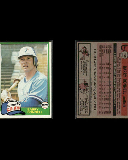 Toronto Blue Jays 1981 Topps Baseball 39-Card Lot Topps VG