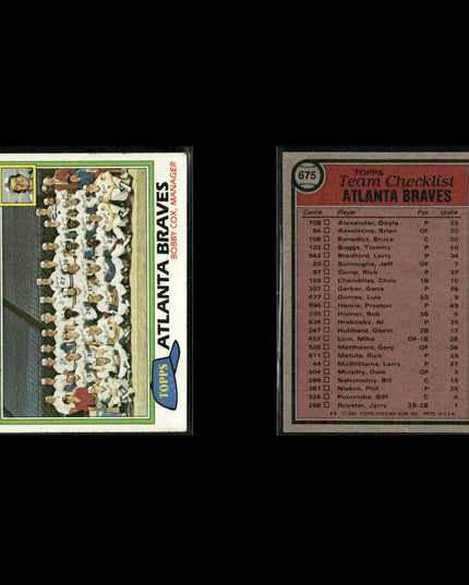 Atlanta Braves 1981 Topps Baseball 40-Card Lot Topps VG