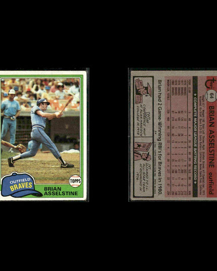 Atlanta Braves 1981 Topps Baseball 40-Card Lot Topps VG