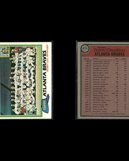 Atlanta Braves 1981 Topps Baseball 40-Card Lot Topps VG