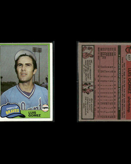 Atlanta Braves 1981 Topps Baseball 40-Card Lot Topps VG