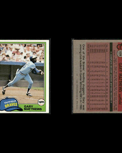 Atlanta Braves 1981 Topps Baseball 40-Card Lot Topps VG