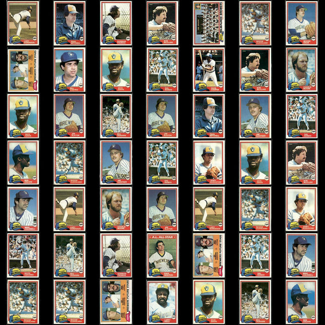 Milwaukee Brewers 1981 Topps Baseball 49-Card Lot Topps VG