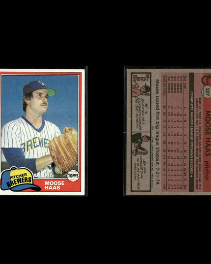 Milwaukee Brewers 1981 Topps Baseball 49-Card Lot Topps VG