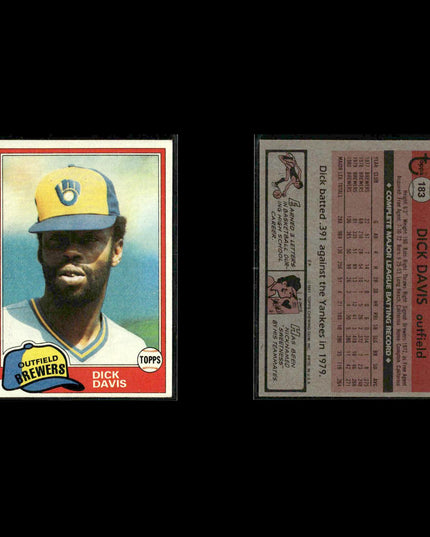 Milwaukee Brewers 1981 Topps Baseball 49-Card Lot Topps VG