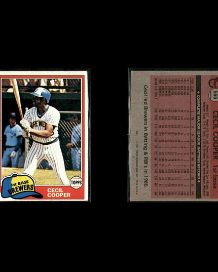 Milwaukee Brewers 1981 Topps Baseball 49-Card Lot Topps VG