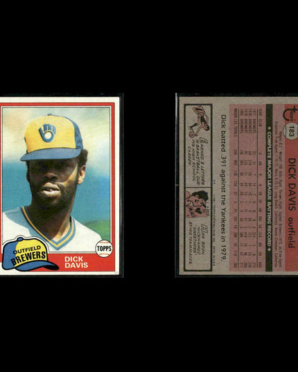 Milwaukee Brewers 1981 Topps Baseball 49-Card Lot Topps VG