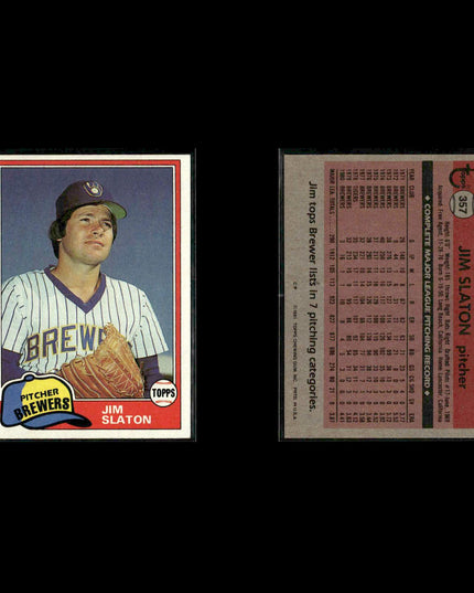Milwaukee Brewers 1981 Topps Baseball 49-Card Lot Topps VG