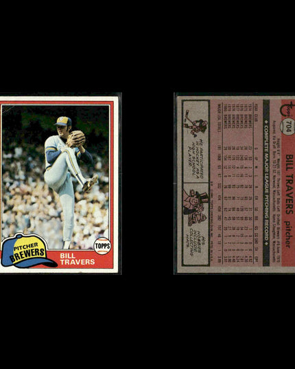 Milwaukee Brewers 1981 Topps Baseball 49-Card Lot Topps VG
