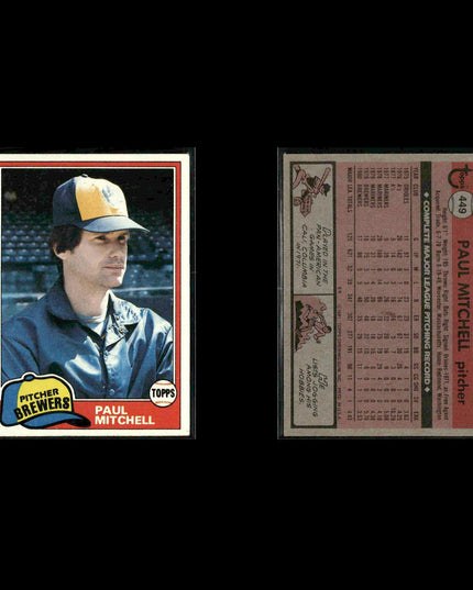 Milwaukee Brewers 1981 Topps Baseball 49-Card Lot Topps VG