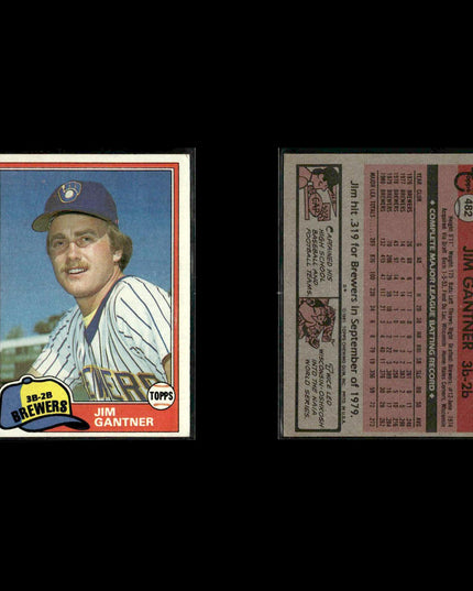 Milwaukee Brewers 1981 Topps Baseball 49-Card Lot Topps VG
